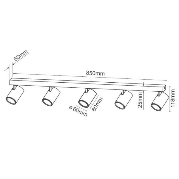 רול.6 חמישייה פס צמוד תקרה מתכוונן גוף לבן 450x112 מ